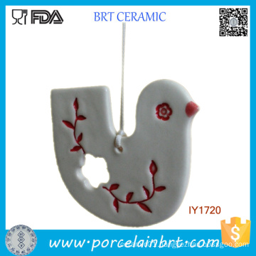 Ceramic Custom White and Red Bird Ornaments Christmas Decor